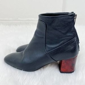Leather Block Heel Boots